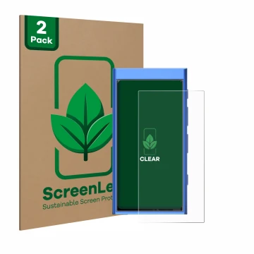 Face avant d’un emballage produit avec le logo de la marque ScreenLeaf. À côté, l’appareil Hiby Digital M300 est représenté av