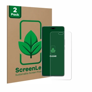 Face avant d’un emballage produit avec le logo de la marque ScreenLeaf. À côté, l’appareil Huawei Nova 13 Pro est représenté a