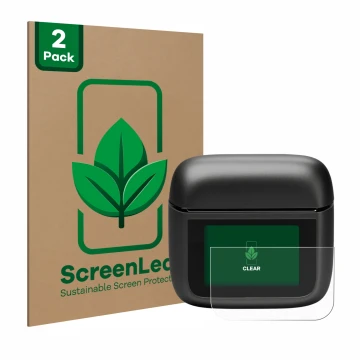 Face avant d’un emballage produit avec le logo de la marque ScreenLeaf. À côté, l’appareil JBL Tour Pro 3 est représenté avec 