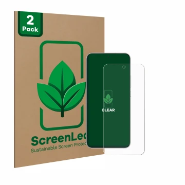 Face avant d’un emballage produit avec le logo de la marque ScreenLeaf. À côté, l’appareil Honor Magic 7 est représenté avec l