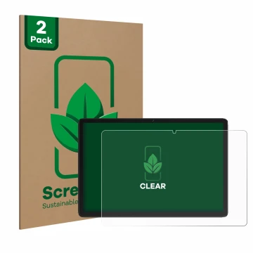 Face avant d’un emballage produit avec le logo de la marque ScreenLeaf. À côté, l’appareil Feonal D106 10.1