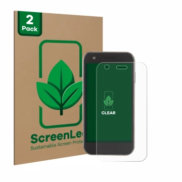 Face avant d’un emballage produit avec le logo de la marque ScreenLeaf. À côté, l’appareil Soyes XS12 est représenté avec la p