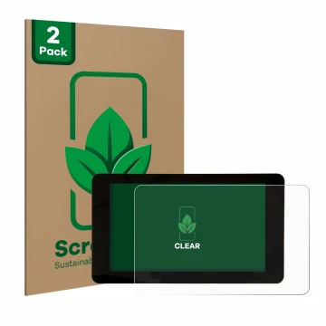 Face avant d’un emballage produit avec le logo de la marque ScreenLeaf. À côté, l’appareil Raspberry Pi Touchscreen 2 (7