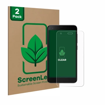 Face avant d’un emballage produit avec le logo de la marque ScreenLeaf. À côté, l’appareil ZTE Blade A35 lite est représenté a