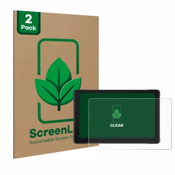 Face avant d’un emballage produit avec le logo de la marque ScreenLeaf. À côté, l’appareil Podofo Motorrad Carplay 7