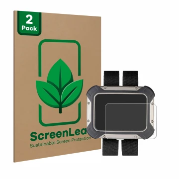 Face avant d’un emballage produit avec le logo de la marque ScreenLeaf. À côté, l’appareil Apeks DSX est représenté avec la pr