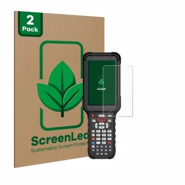 Face avant d’un emballage produit avec le logo de la marque ScreenLeaf. À côté, l’appareil Honeywell CK67 est représenté avec 