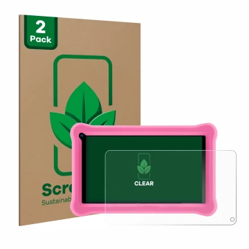 Face avant d’un emballage produit avec le logo de la marque ScreenLeaf. À côté, l’appareil Sumtab K708 7.1