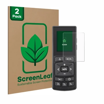 Face avant d’un emballage produit avec le logo de la marque ScreenLeaf. À côté, l’appareil Minn Kota Advanced GPS Navigation e