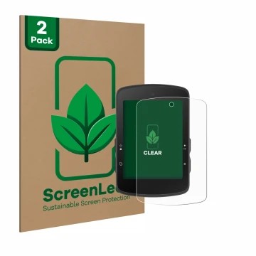 Face avant d’un emballage produit avec le logo de la marque ScreenLeaf. À côté, l’appareil Bryton Rider S510 est représenté av