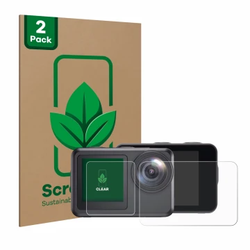 Face avant d’un emballage produit avec le logo de la marque ScreenLeaf. À côté, l’appareil Akaso Brave 7 LE est représenté ave