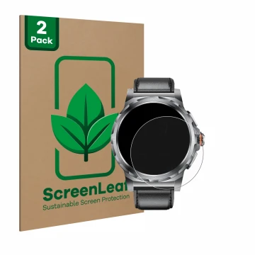 Face avant d’un emballage produit avec le logo de la marque ScreenLeaf. À côté, l’appareil LIGE SML6-R-E 1.43