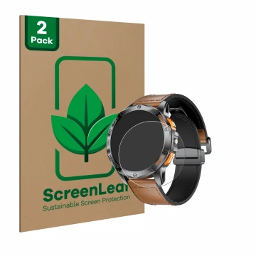 Face avant d’un emballage produit avec le logo de la marque ScreenLeaf. À côté, l’appareil Dremac DM1-F 1.43