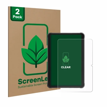 Face avant d’un emballage produit avec le logo de la marque ScreenLeaf. À côté, l’appareil Hotwav R8 est représenté avec la pr