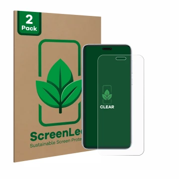 Face avant d’un emballage produit avec le logo de la marque ScreenLeaf. À côté, l’appareil Honor Magic 7 RSR Porsche Design es