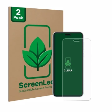 Face avant d’un emballage produit avec le logo de la marque ScreenLeaf. À côté, l’appareil Honor Magic 7 RSR est représenté av