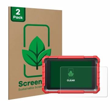 Face avant d’un emballage produit avec le logo de la marque ScreenLeaf. À côté, l’appareil Launch X-431 PROS Elite Pro 5 est r