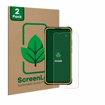Face avant d’un emballage produit avec le logo de la marque ScreenLeaf. À côté, l’appareil Ulefone Armor X31 Pro 5G est représ