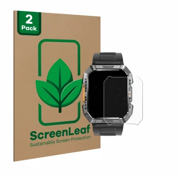 Face avant d’un emballage produit avec le logo de la marque ScreenLeaf. À côté, l’appareil Iowodo W60 2
