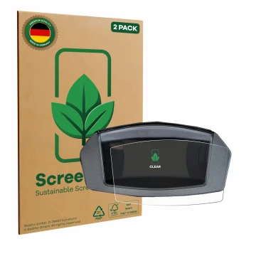 Face avant d’un emballage produit avec le logo de la marque ScreenLeaf. À côté, l’appareil Yamaha NMAX 125 2024 est représenté