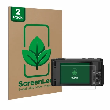 Face avant d’un emballage produit avec le logo de la marque ScreenLeaf. À côté, l’appareil Yashica City 200 est représenté ave