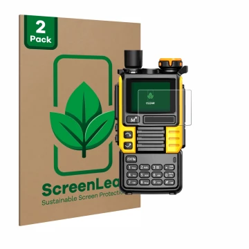 Face avant d’un emballage produit avec le logo de la marque ScreenLeaf. À côté, l’appareil Quansheng UV-K5 (99) est représenté