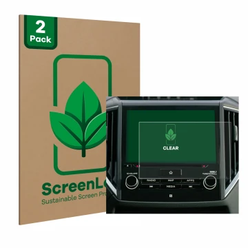 Face avant d’un emballage produit avec le logo de la marque ScreenLeaf. À côté, l’appareil Subaru Forester 2022-2024 8