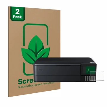 Face avant d’un emballage produit avec le logo de la marque ScreenLeaf. À côté, l’appareil Epson EcoTank ET-8550 est représent