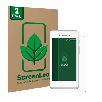 Face avant d’un emballage produit avec le logo de la marque ScreenLeaf. À côté, l’appareil Pax A50 wallee est représenté avec 