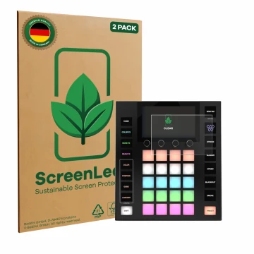 Face avant d’un emballage produit avec le logo de la marque ScreenLeaf. À côté, l’appareil Wolfmix W1 MK2 est représenté avec 