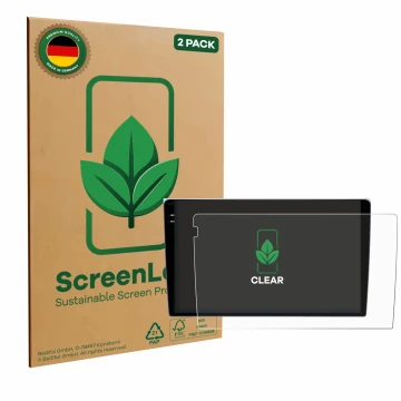 Face avant d’un emballage produit avec le logo de la marque ScreenLeaf. À côté, l’appareil Teyes CC3 9