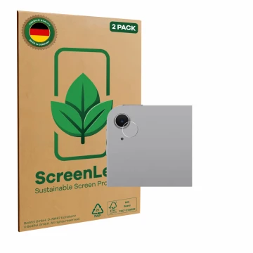 Face avant d’un emballage produit avec le logo de la marque ScreenLeaf. À côté, l’appareil Apple iPad Air 13