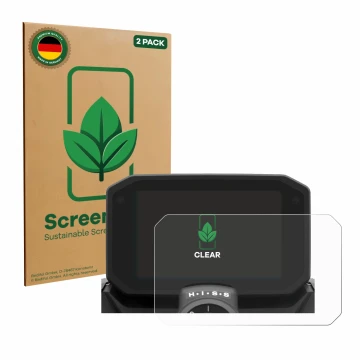 Face avant d’un emballage produit avec le logo de la marque ScreenLeaf. À côté, l’appareil Honda Hornet CB/NC 2025 est représe