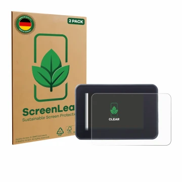 Face avant d’un emballage produit avec le logo de la marque ScreenLeaf. À côté, l’appareil Yamaha MT-07 2023 est représenté av