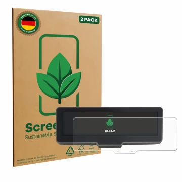 Face avant d’un emballage produit avec le logo de la marque ScreenLeaf. À côté, l’appareil KTM 990 Duke R 2025 est représenté 