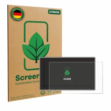 Face avant d’un emballage produit avec le logo de la marque ScreenLeaf. À côté, l’appareil Ford Tourneo Curier (2024) est repr