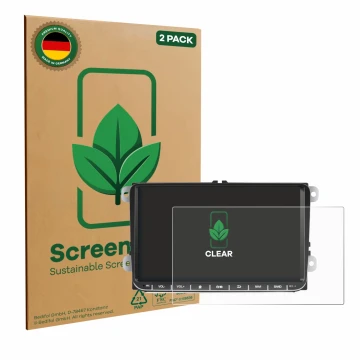 Face avant d’un emballage produit avec le logo de la marque ScreenLeaf. À côté, l’appareil Essgoo AR9002 est représenté avec l