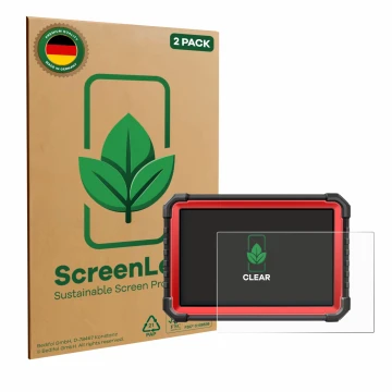 Face avant d’un emballage produit avec le logo de la marque ScreenLeaf. À côté, l’appareil Launch X-431 PRO3S+ V5.0 est représ