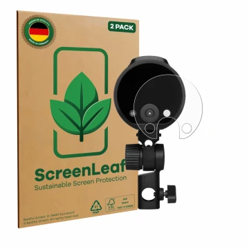 Face avant d’un emballage produit avec le logo de la marque ScreenLeaf. À côté, l’appareil Profoto A2 est représenté avec la p