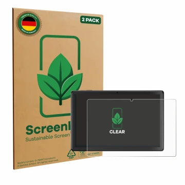 Face avant d’un emballage produit avec le logo de la marque ScreenLeaf. À côté, l’appareil SGIN T10 Pro 10.1