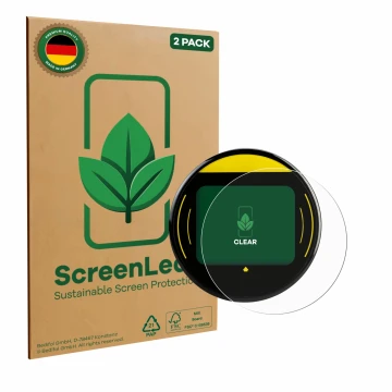 Face avant d’un emballage produit avec le logo de la marque ScreenLeaf. À côté, l’appareil Nayax Onyx est représenté avec la p