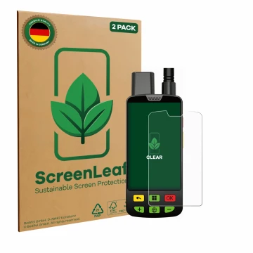 Face avant d’un emballage produit avec le logo de la marque ScreenLeaf. À côté, l’appareil Aduro Locit GPS est représenté avec