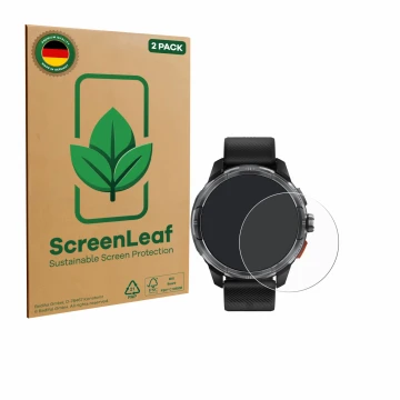 Face avant d’un emballage produit avec le logo de la marque ScreenLeaf. À côté, l’appareil Haylou Solar Ultra est représenté a