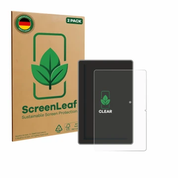 Face avant d’un emballage produit avec le logo de la marque ScreenLeaf. À côté, l’appareil Lenovo Tab TB311 XU est représenté 