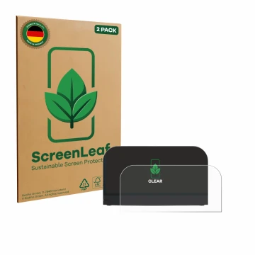 Face avant d’un emballage produit avec le logo de la marque ScreenLeaf. À côté, l’appareil Nintendo Switch 2 Station est repré