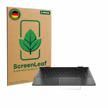 Face avant d’un emballage produit avec le logo de la marque ScreenLeaf. À côté, l’appareil HP Envy x360 (13-X) (UNIQUEMENT Tou