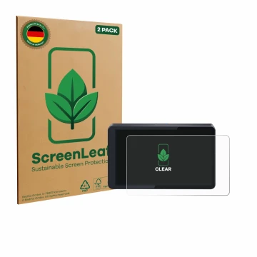 Face avant d’un emballage produit avec le logo de la marque ScreenLeaf. À côté, l’appareil CARabc DB601 est représenté avec la