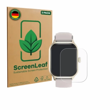 Face avant d’un emballage produit avec le logo de la marque ScreenLeaf. À côté, l’appareil LAOYABB QS07 2.01