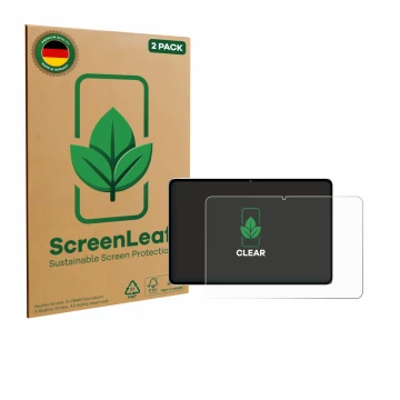 Face avant d’un emballage produit avec le logo de la marque ScreenLeaf. À côté, l’appareil Nubia Pad Pro est représenté avec l