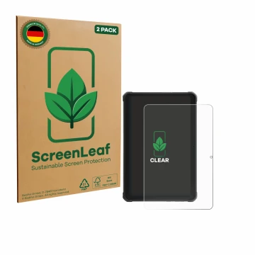 Face avant d’un emballage produit avec le logo de la marque ScreenLeaf. À côté, l’appareil Hotwav R10 Pro est représenté avec 